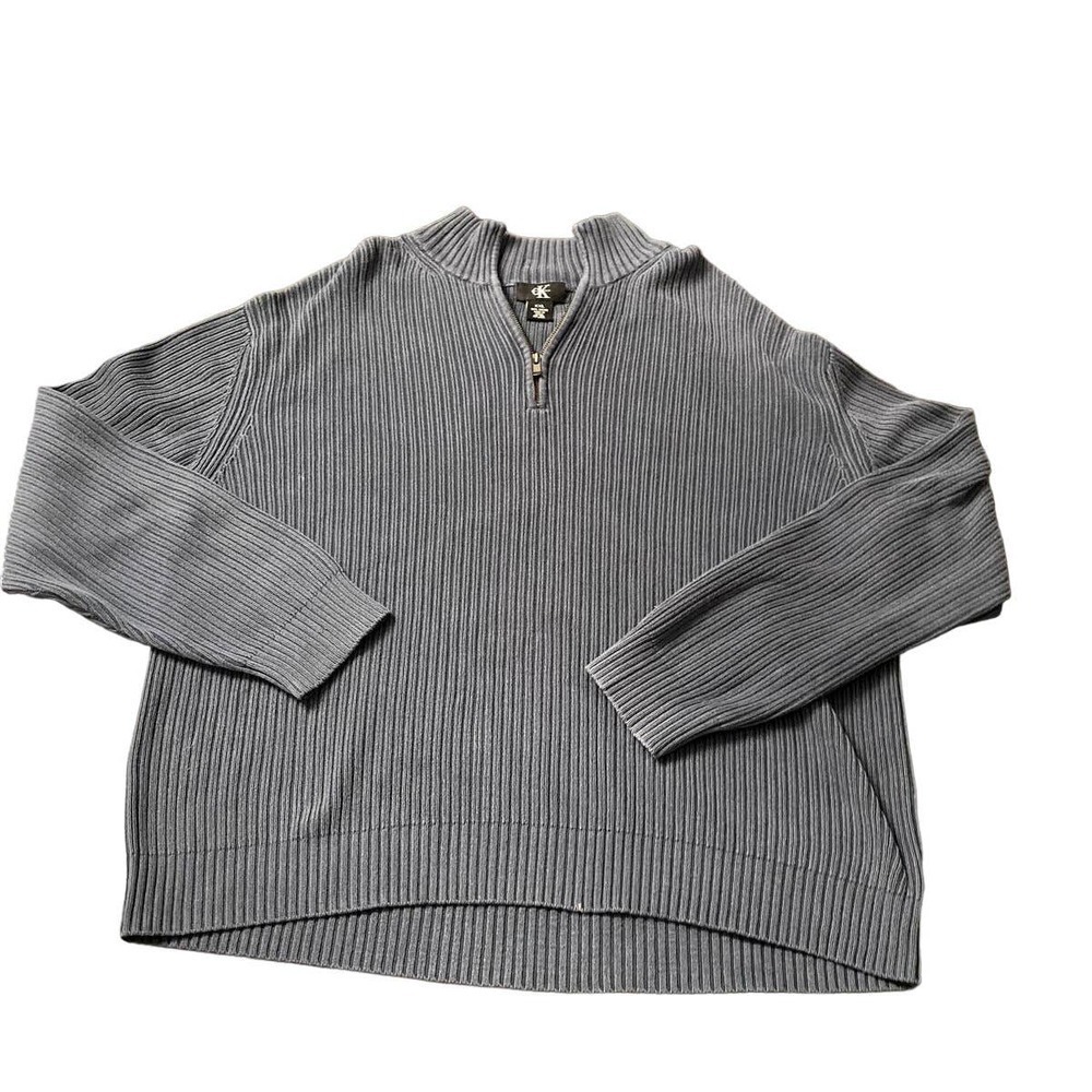 Calvin Klein Slate Blue Thick Knit Pullover Quarter Zip size XXL
